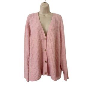 J Crew Factory Woman's Sz 3X Light Pink Extra Soft V Neck Cardigan Sweater